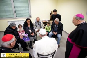 Pope with people in St Cyril church Rome