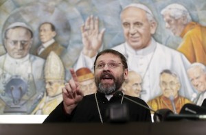Archbishop Shevchuk speaks during news conference in Rome